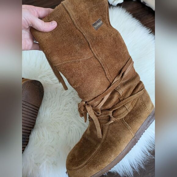 Steger Mukluks Short Brown Leather Winter Boots Women's Size US 9 Chestnut Brown - Picture 7 of 10